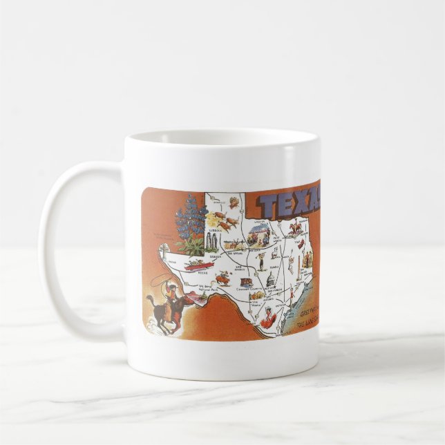 1960-talets Lone Star State-vykort TX Kaffemugg (Vänster)