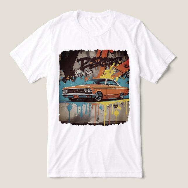 1960-talets Lowrider i Graffiti Fire Wall Art-stil T Shirt (Design Framsida)