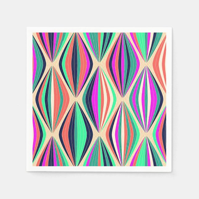 1960-talets moderna färgstarka mönster pappersservett (Framsidan)