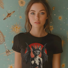 1960-talets Red Sci-Fi Sexy Female Space Cat Vinta T Shirt