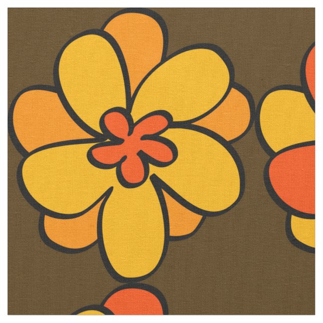 1960-talets Stil Flower Mönster Fabric Tyg (Närbild)