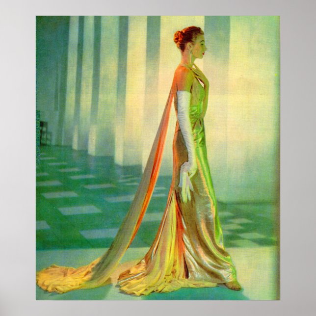 1960-talets vackra dam i kvällsgryning poster (Framsidan)
