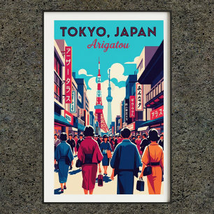 1960-talets Vintage Tokyo Japan Travel Poster