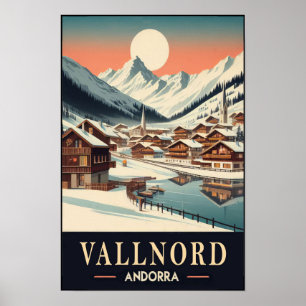 1960-talets vintercharme i Vallnord Andorra Resa Poster