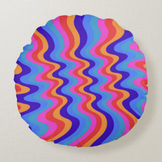 1960-tals Hippie Trippy Retro Tapet Rund Kudde