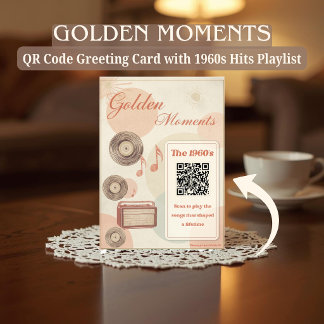 1960-tals Minnesvårdsbesökskort med Musik QR-kod Kort
