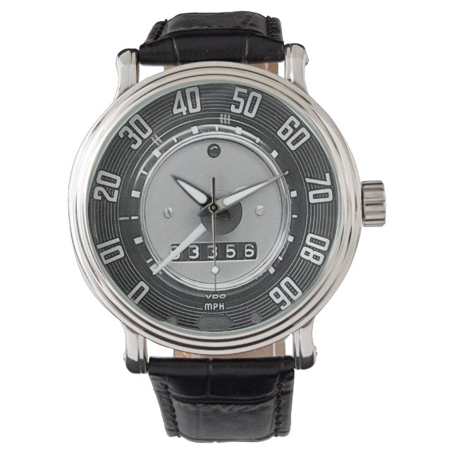 1960-tals tyskt klassiskt bildörrhastighetsmätare  armbandsur (Framsida)