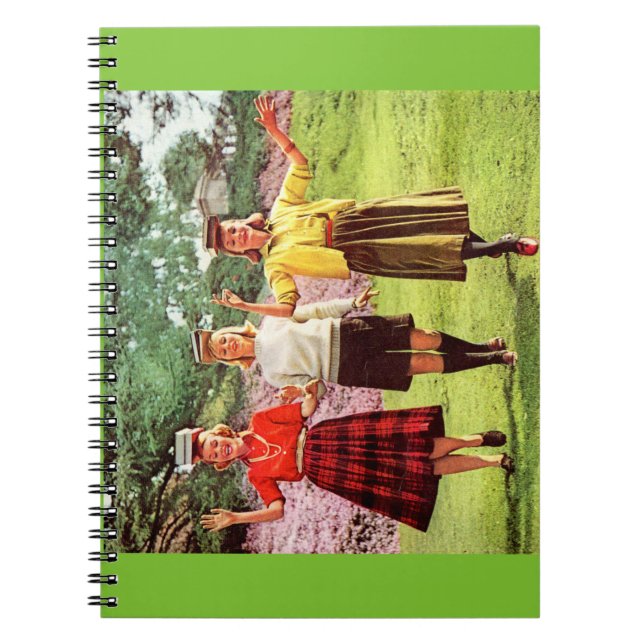 1960 tonårsflickor med bokar på huvudet anteckningsbok (Framsidan)