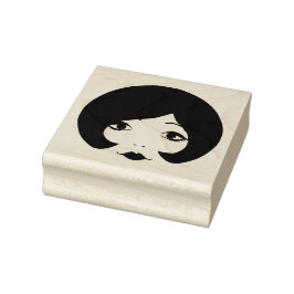 1960s cartoon womans face makeup beauty art  stämpel