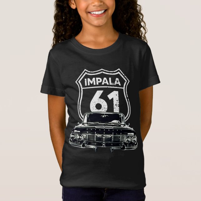1961 Chevy Impala Front Grill View Silhouette T Shirt (Framsida)