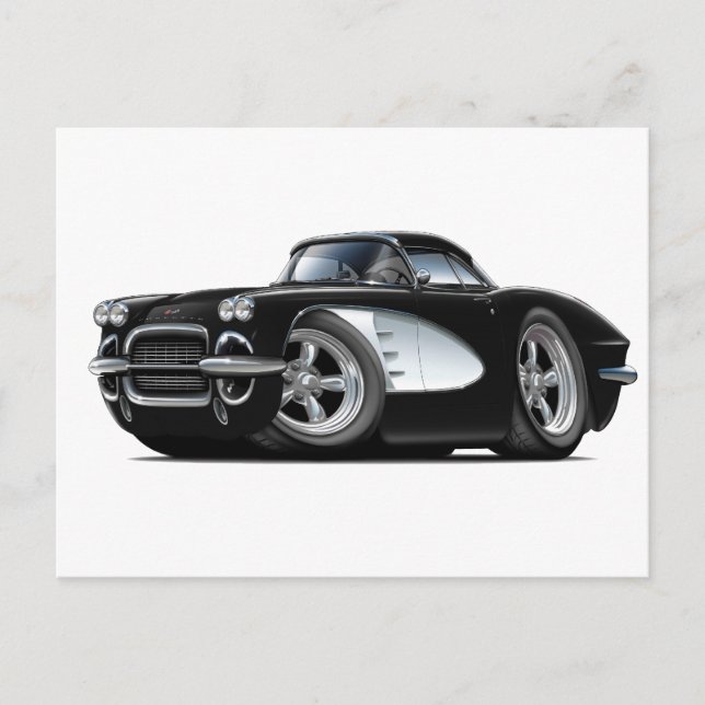 1961 Corvette Black Car Vykort (Framsida)