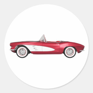 1961 Corvette C1: Candy Apple Avslutar: Runt Klistermärke