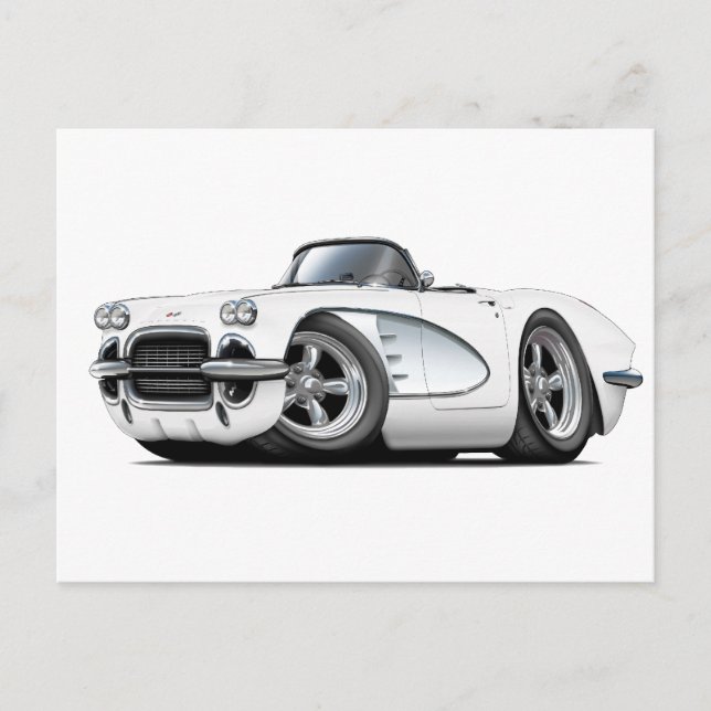 1961 Corvette Vit Konvertibel Vykort (Framsida)
