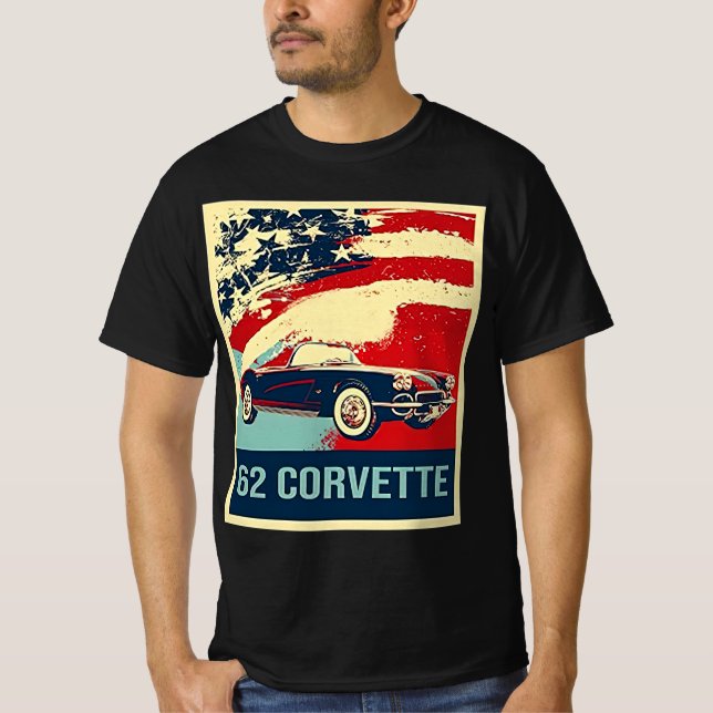 1962 C1 Corvette Pop Art Stil T Shirt (Framsida)