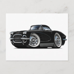 1962 Corvette Black Car Vykort
