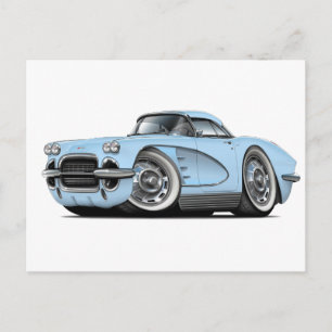 1962 Corvette Ljusblå Bil Vykort