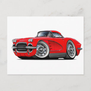 1962 Corvette Red Car Vykort