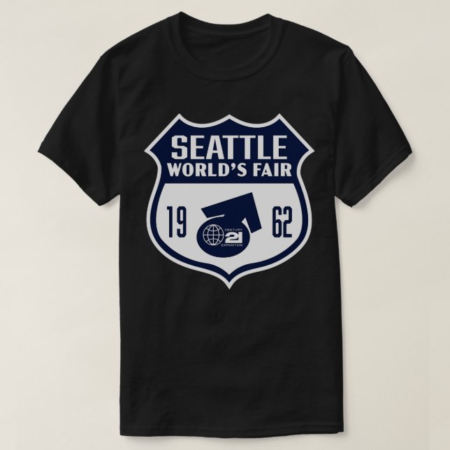 1962 Seattle World Fair Retro Shield Blue T Shirt (Design framsida)
