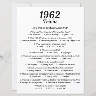 1962 Trivia Spel | 64-års Födelsedagsfirande
