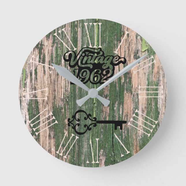 1962-Vintagens gamla rundvirke Rund Klocka (Framsida)