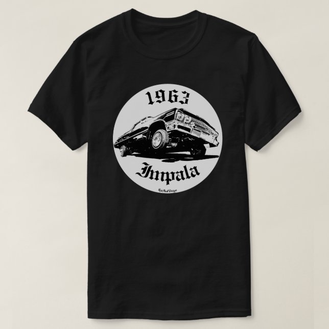 1963 Chevrolet Impala Lowrider Chevy Low Rider Car T Shirt (Design framsida)