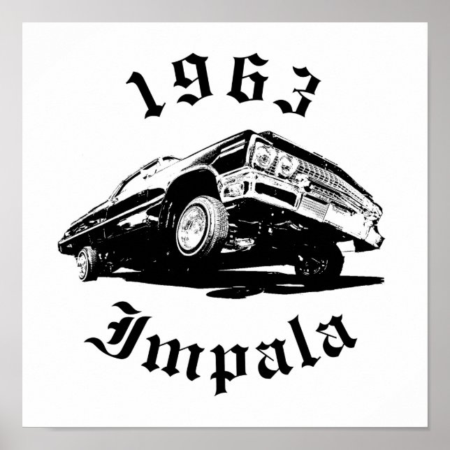 1963 Chevrolet Impala Lowrider with Hydraulics Art Poster (Framsidan)