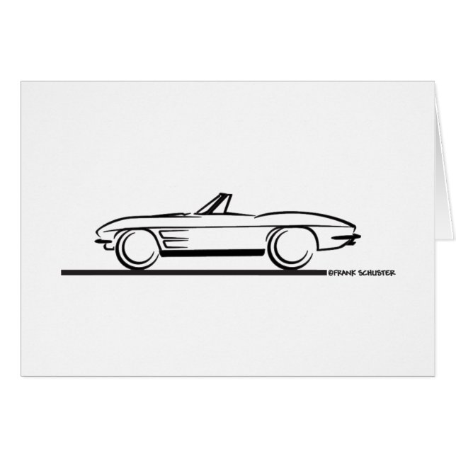 1963 Konvertibel korvett Hälsningskort (Framsidan Horizontal)