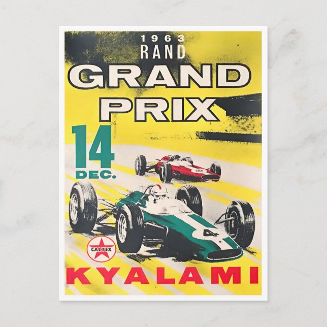 1963 Kyalami Grand Prix tävla Vykort (Framsida)