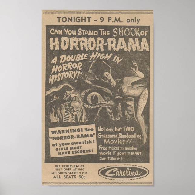 1963 South Carolina Horror Movie Ad Poster (Framsidan)
