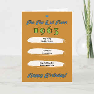 1963 Topp Lista Födelsedag Kort