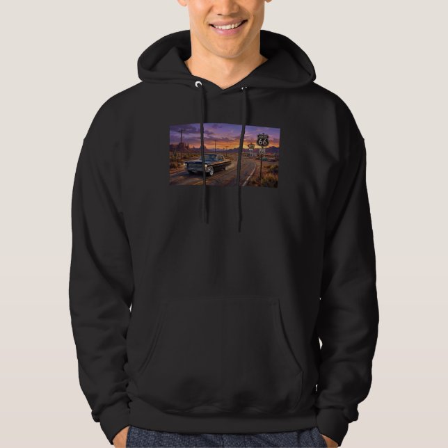 1964 Cadillac på Route 66 Hoodie (Framsida)