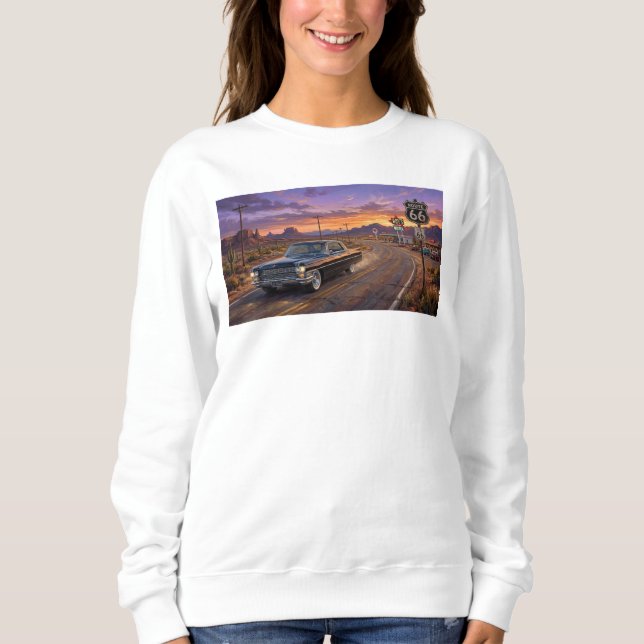 1964 Cadillac på Route 66 T Shirt (Framsida)