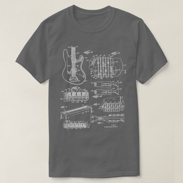 1964 Guitar Bridge Pickup Patent Music Player Hist T Shirt (Design framsida)