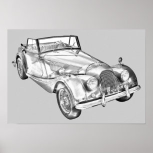 1964 Morgan Plus 4 Idrottsbildsillustration Poster