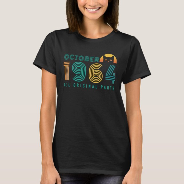 1964 oktober Cat Retro T Shirt (Framsida)