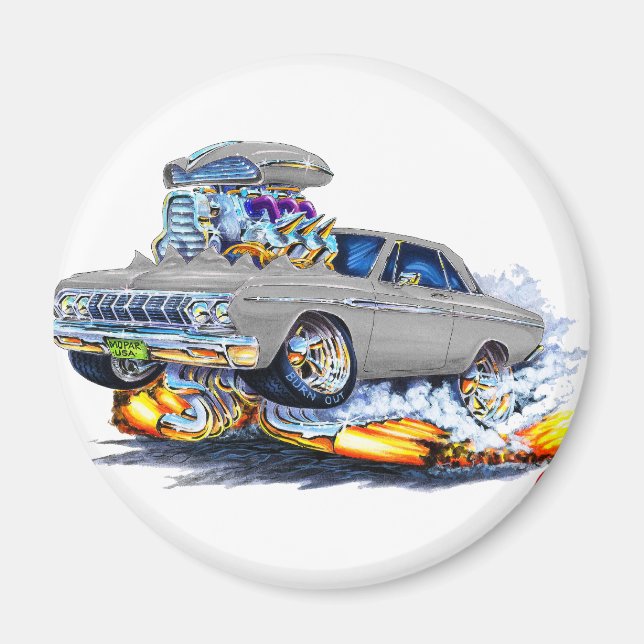 1964 Plymouth Grått Car Magnet (Framsidan)