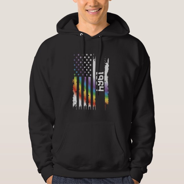 1964 United Stater Distress Rainbow w US Flagga Hoodie (Framsida)