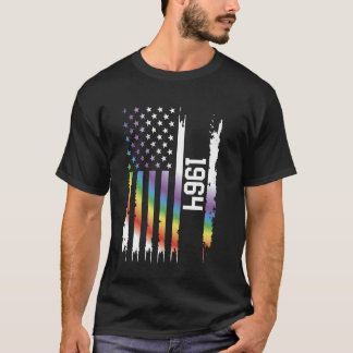 1964 United Stater Distress Rainbow w US Flagga T Shirt