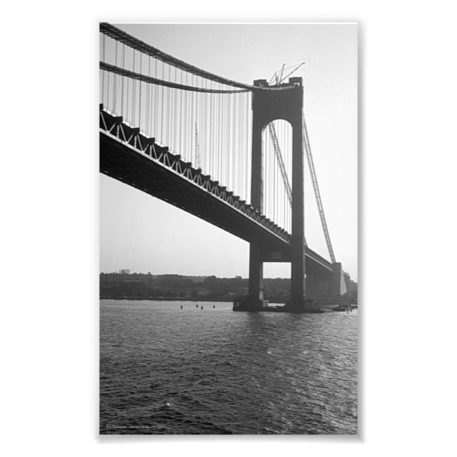 1964 Verrazano - Narrows Bridge Bridge New York Su Fototryck (Framsidan)