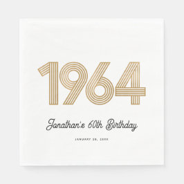 1964 Vitsvart faux Guld 60:e födelsedagen Pappersservett