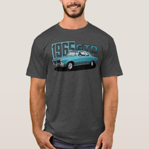 1965 65 GTO Klassisk Bil Gammal Skola Muskel Blå B T Shirt