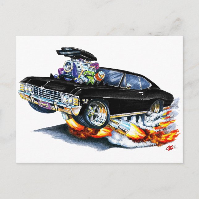 1965-66 Impala Black Car Vykort (Framsida)