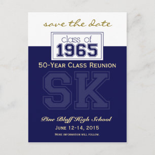 1965 Anpassningsbar Class Reunion Spara-the-Date Meddelande Vykort