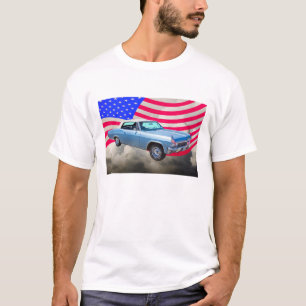 1965 Chevy Impala 327 med amerikansk Flagga T-shirt