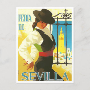 1965 Feria de Sevilla vintage resor Vykort