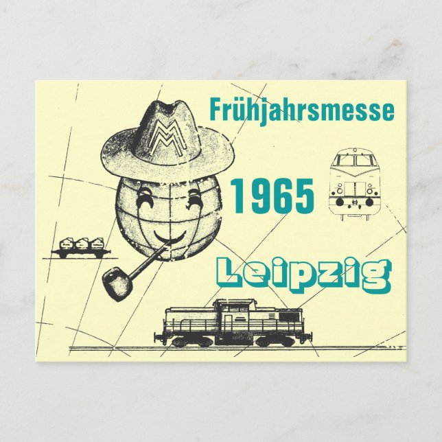 1965 Leipzig Werbedesign DDR Vykort (Framsida)