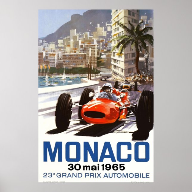 1965 Monaco Grand Prix Tävla Poster (Framsidan)
