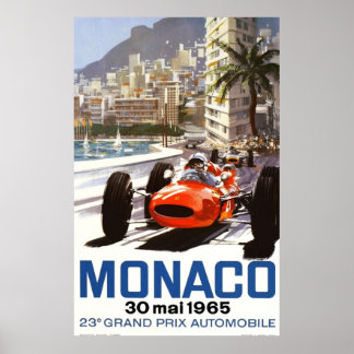 1965 Monaco Grand Prix Tävla Poster