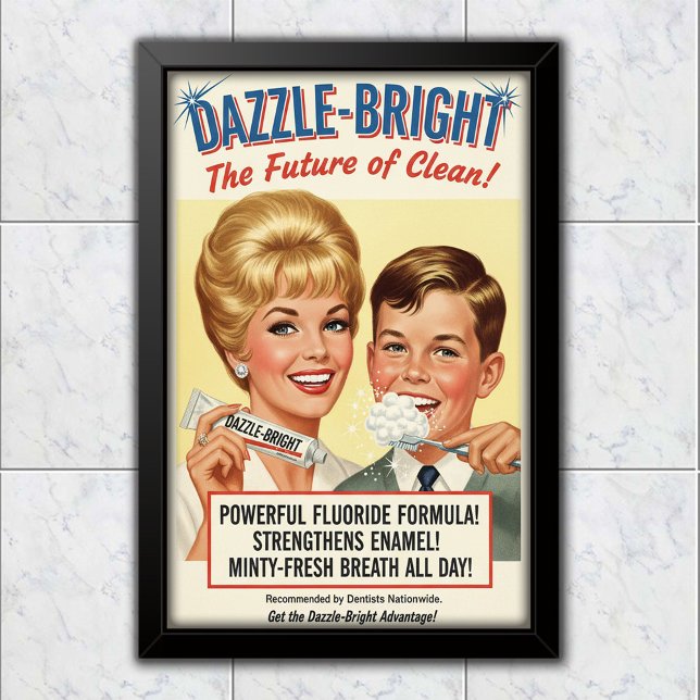 1965 Vintage Dazzle-Bright Toothpaste Advertising Poster (Skapare uppladdad)