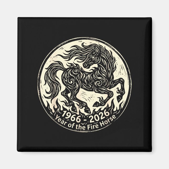 1966 2026 år för eldens häst kinesiska zodiaken196 magnet (Framsidan)